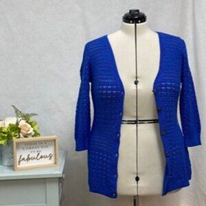 NWT DKNY Jeans women's blue knit cardigan. Size large. New with tags.